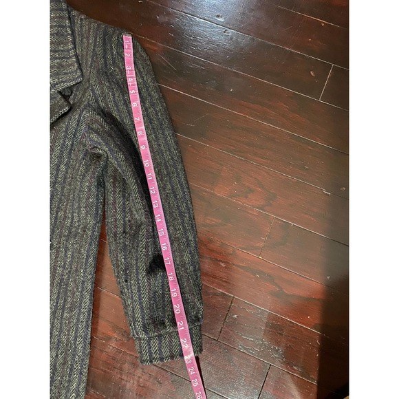 Vintage 1990's Wool Trench Coat Size Medium Stripe - Picture 5 of 6